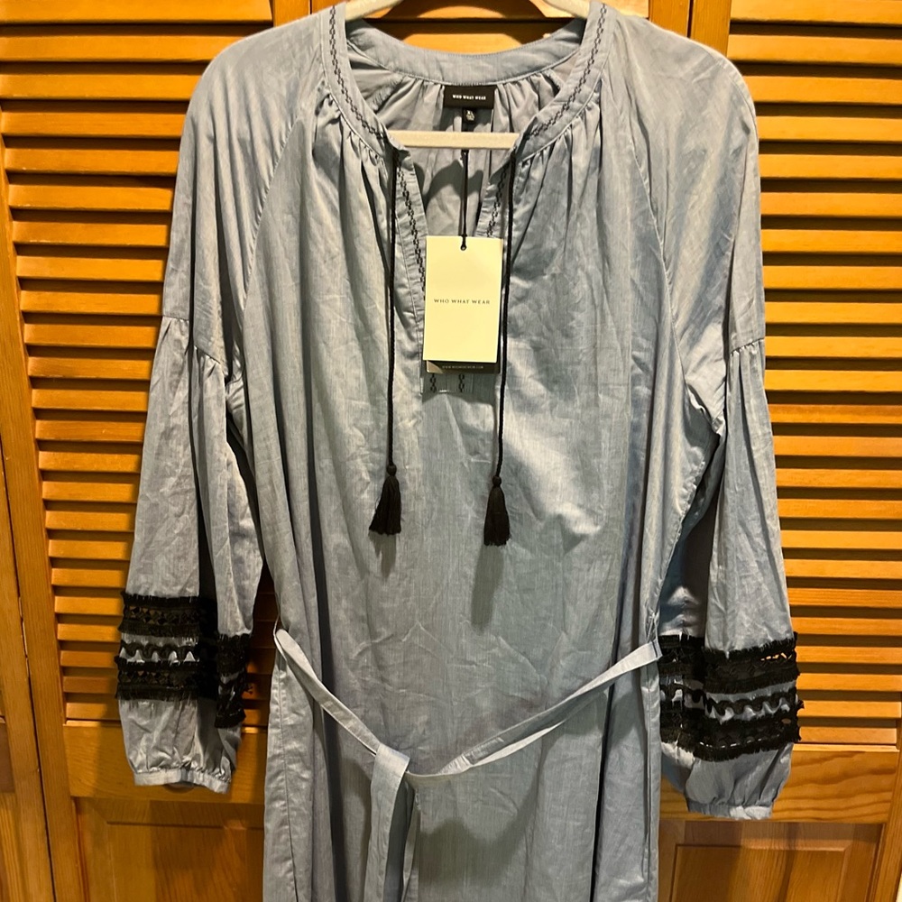 162. NWT WOMENS DEMIN LIGHT WHO WHAT WEAR XL DETAIL DRESS